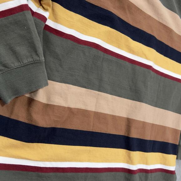 Haggar Rugby Shirt Mens Large Heavy Cotton Striped Long Sleeve - Picture 4 of 9